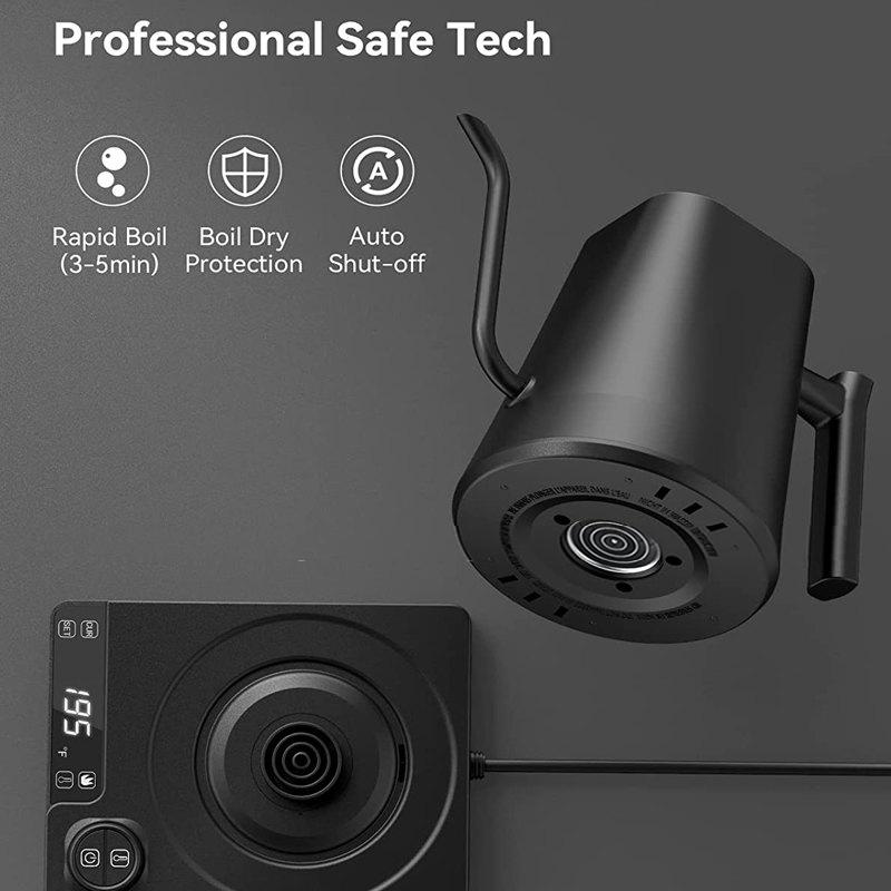 Электрический чайник 110 В/220 В, 1,0 л, с изогнутой шеей, ручной заварной кофейник, 1200 Вт, с быстрым нагревом и контролем температуры, с подкладкой из нержавеющей стали