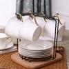 Metal Coffee Cup and Saucer Display Rack Hold 6 Cups Plates Water Drainer Modern