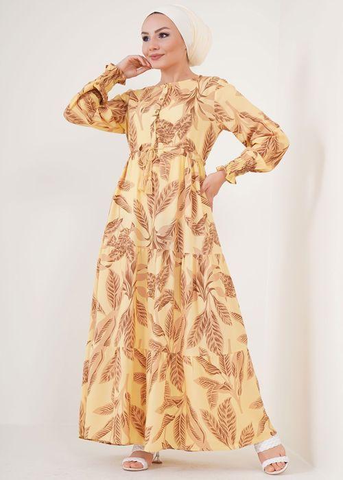 Платье Хиджаб с узором - Желтый, Размер: 40