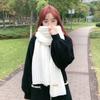 New Korean version wool scarf women's autumn and winter thickened warm simple versatile solid color knitted student scarf