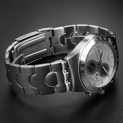 ZHUOLEI Запасной ремешок для часов из нержавеющей стали для часов Swatch 17 мм и 19 мм (Включает 3 шпильки, инструмент для снятия и коробку)