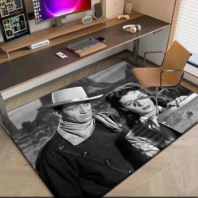 1pc John Wayne and the Western Cowgirl Carpet Rug for Living Room Bedroom Home Sofa Decoration,Kids play Non-slip Floor Mat