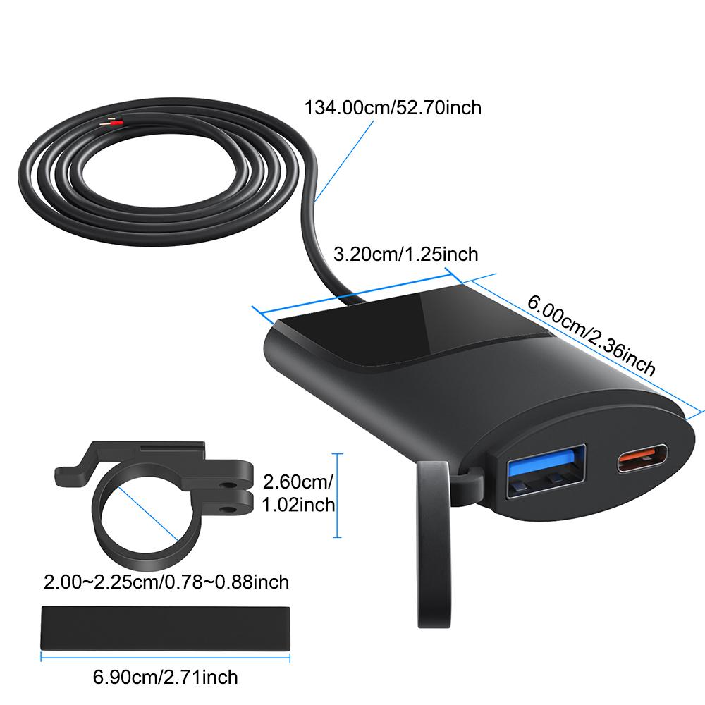 24 В 12 В USB-зарядные устройства для мотоциклов PD USB с двумя портами для зарядного устройства мобильного телефона 3,4 А 30 Вт QC 3,0 водонепроницаемый чехол адаптер питания