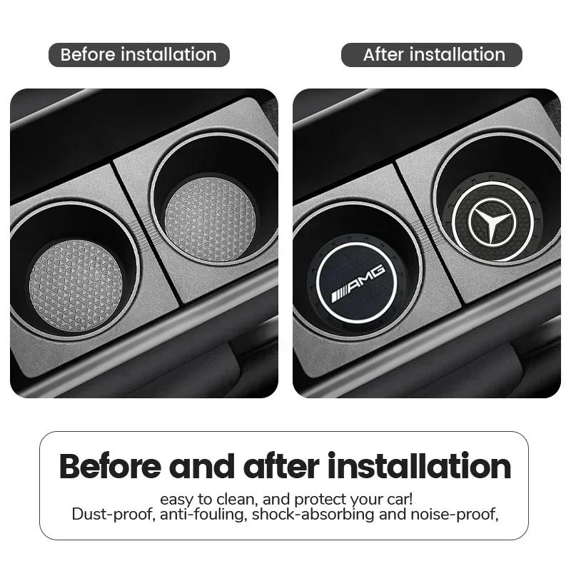 SUD2 2pc Car Cup Holder Coaster Non Slip Pad Mat Interior Decor Accessorie For Mercedes Benz AMG GLC GLE GLB GLS W204 W205 W203 W211