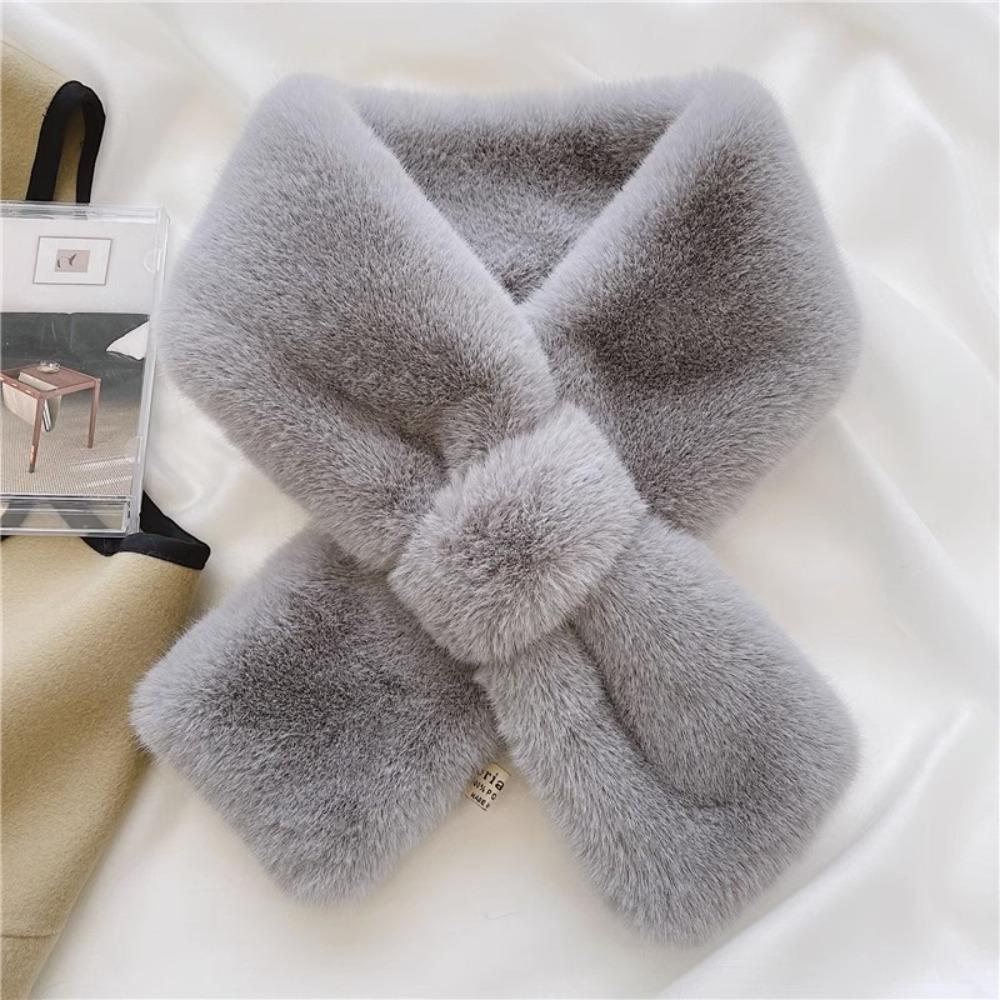 Windproof Plush Scarf Thick Neck Shawl Fashion Cross Neck Scarf Gift
