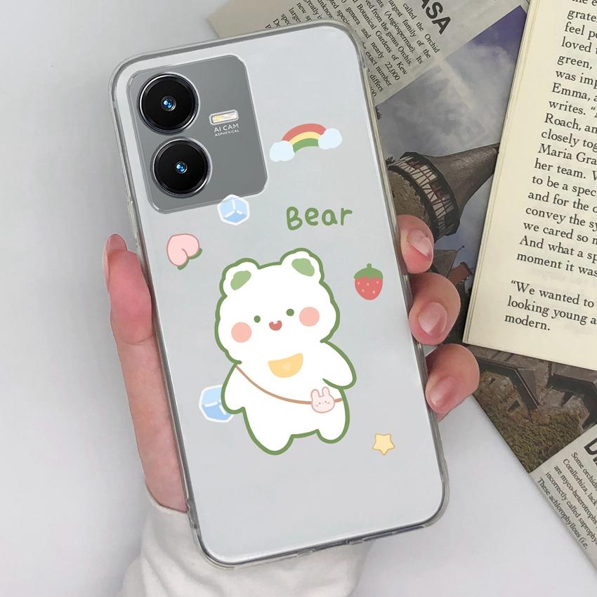 Прозрачный чехол для телефона для Vivo Y36 Y22S Y33 Y35 Y37 Y27 Милый утиный узор Мягкий силикон Высокое качество Устойчивый к царапинам Защитный чехол для Vivo Чехлы