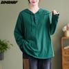 DIMANAF 2023 женская футболка больших размеров повседневные топы однотонная толстовка свободная с круглым вырезом черная летняя зеленая рубашка с длинными рукавами