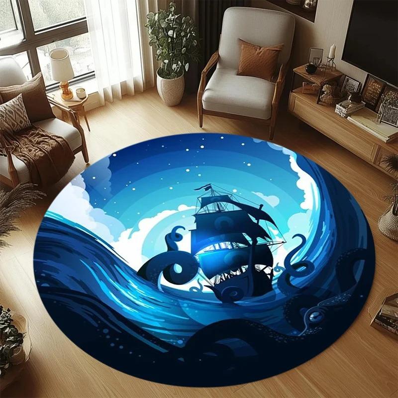The Charming Highland Cow Round Carpet Featuring A Pink Floral Design Is Suitable for Decoration in Living Rooms Bedrooms