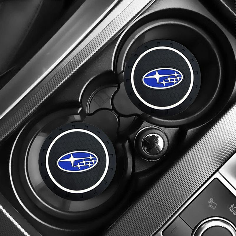 1/2pcs Silica Gel Car Coaster Water Cup Anti-slip Pad For Subaru XV BRZ WRX STI Forester Ascent Impreza Legacy Outback Levorg