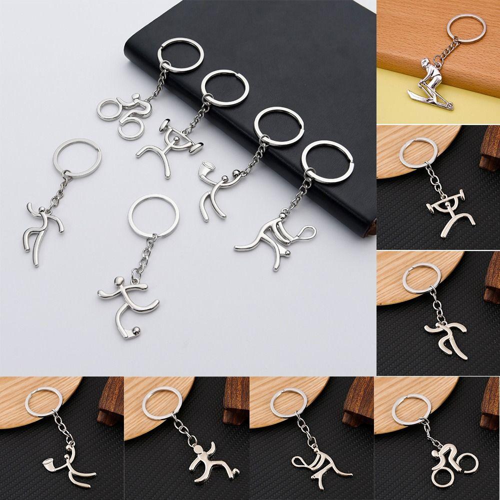 Running Key Ring Ornaments Bicycle Zinc Zinc Alloy Pendant Simple Metal Sports Logo Keychain  Gift