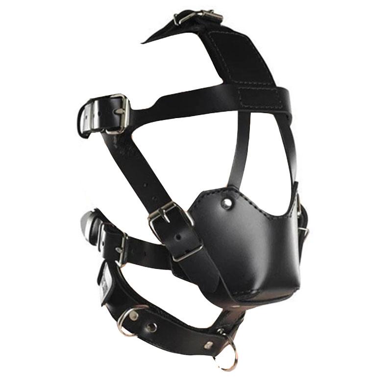Leather Muzzle Mask Mouth Gag,Fetish Open Mouth Gag Ball,SM Sex Slave Bondage Harness Strap Head Face Mask,Couple Adult Bdsm Toy