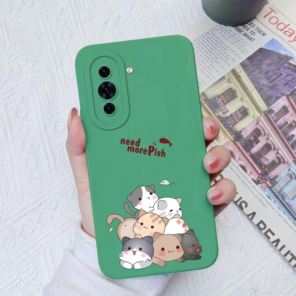 Чехол для телефона Huawei Nova 4E 5T 6 7 8 9 10 SE 11 Pro P30 P40 Lite, мягкий матовый жидкий силиконовый чехол, милый модный противоударный чехол с котом для Huawei, бампер
