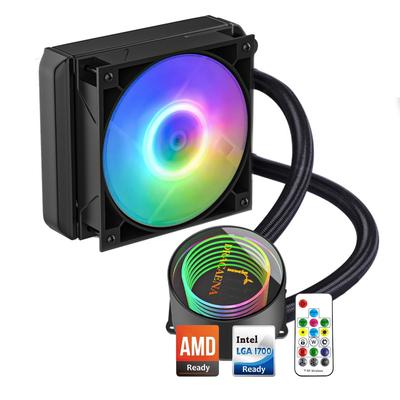 Вентилятор Dracaena AIO CPU Color Control 120 мм, бесшумный ARGB PWM, совместимый с AMD LGA, черный цвет, кулер с высоким потоком, пульт ДУ, радиатор, <27 дБА, AM5/AM4-Intel