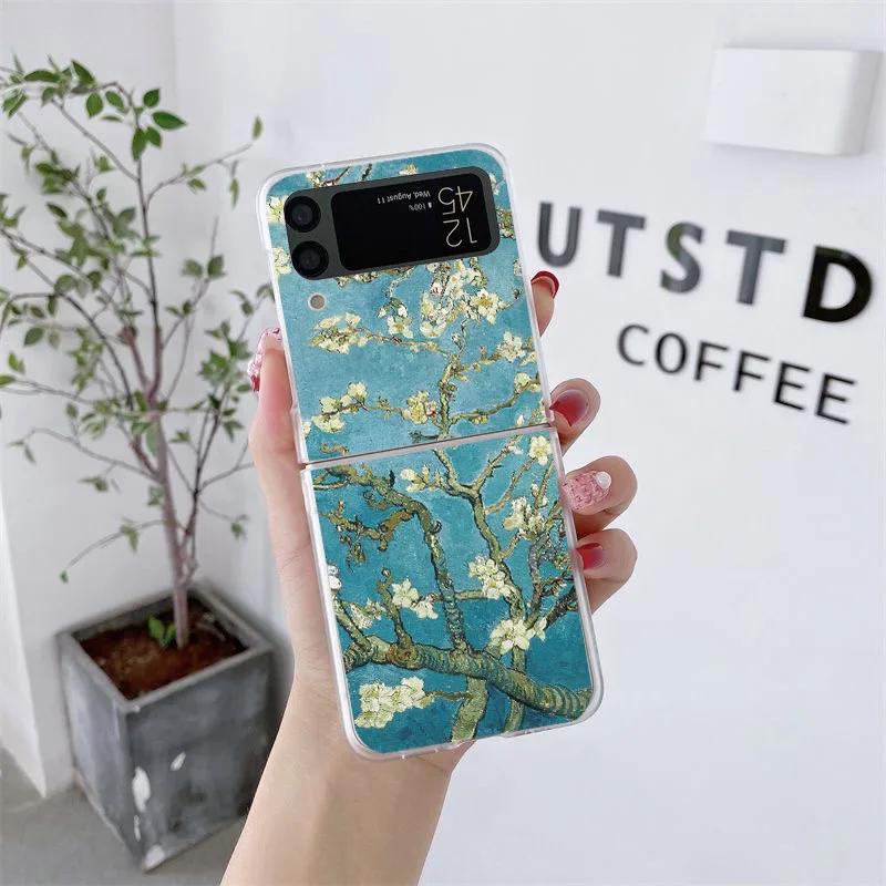 Картины Звездная ночь Ван Гог Чехол для складного мобильного телефона Samsung Galaxy Z Flip5 Чехол Z Flip 5 4 3 Zflip6 Прозрачный Жесткий Чехол