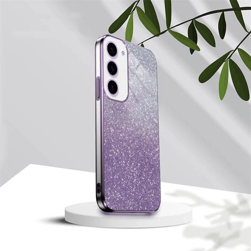 Модный блестящий чехол с градиентным покрытием для Samsung Galaxy S24 Plus S23 S22 Ultra S21 S20 FE A54 A34 A14 A15 A05S A53 A33, силиконовый чехол с блестящей задней крышкой