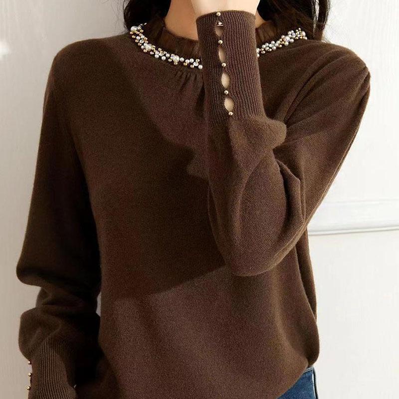 Sweater for Women Autumn Winter Lightweight Warm Knitted Stretchy Long Sleeve Tops