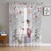 Christmas Silver Fir Leaves Snowman Sheer Curtains for Living Room Decoration Window Curtains Kitchen Tulle Voile Curtains