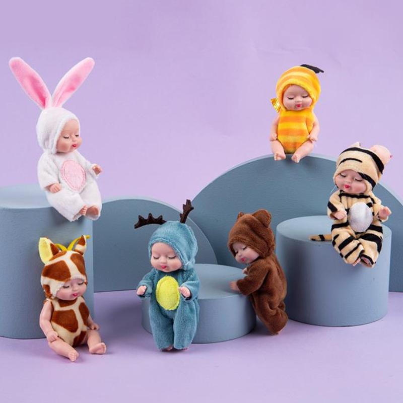Kawaii 3,5 дюйма имитация куклы реборн игрушка мини милый спящий ребенок серия кукла мультфильм животное игрушка для детей подарок на день рождения