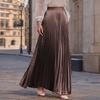 Women's  Casual Pleated Solid Color Half Skirt, Pleated A-line Skirt, Large Swing Floor-length Skirt