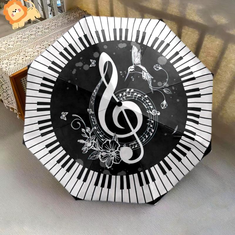 1PC Musical notes Umbrella Portable Folding Umbrella Iron Frame Hole Bone Structure Outdoor Home Umbrella A4
