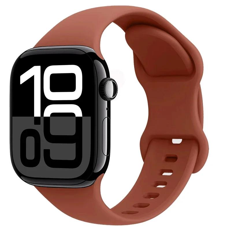 Силиконовый Ремешок Для Apple Watch 11 10 46мм 42мм 9 8 7 45мм 41мм Ultra 3/2 49мм Спортивный Браслет Ремешок iWatch 6 5 4 SE 44мм 40мм