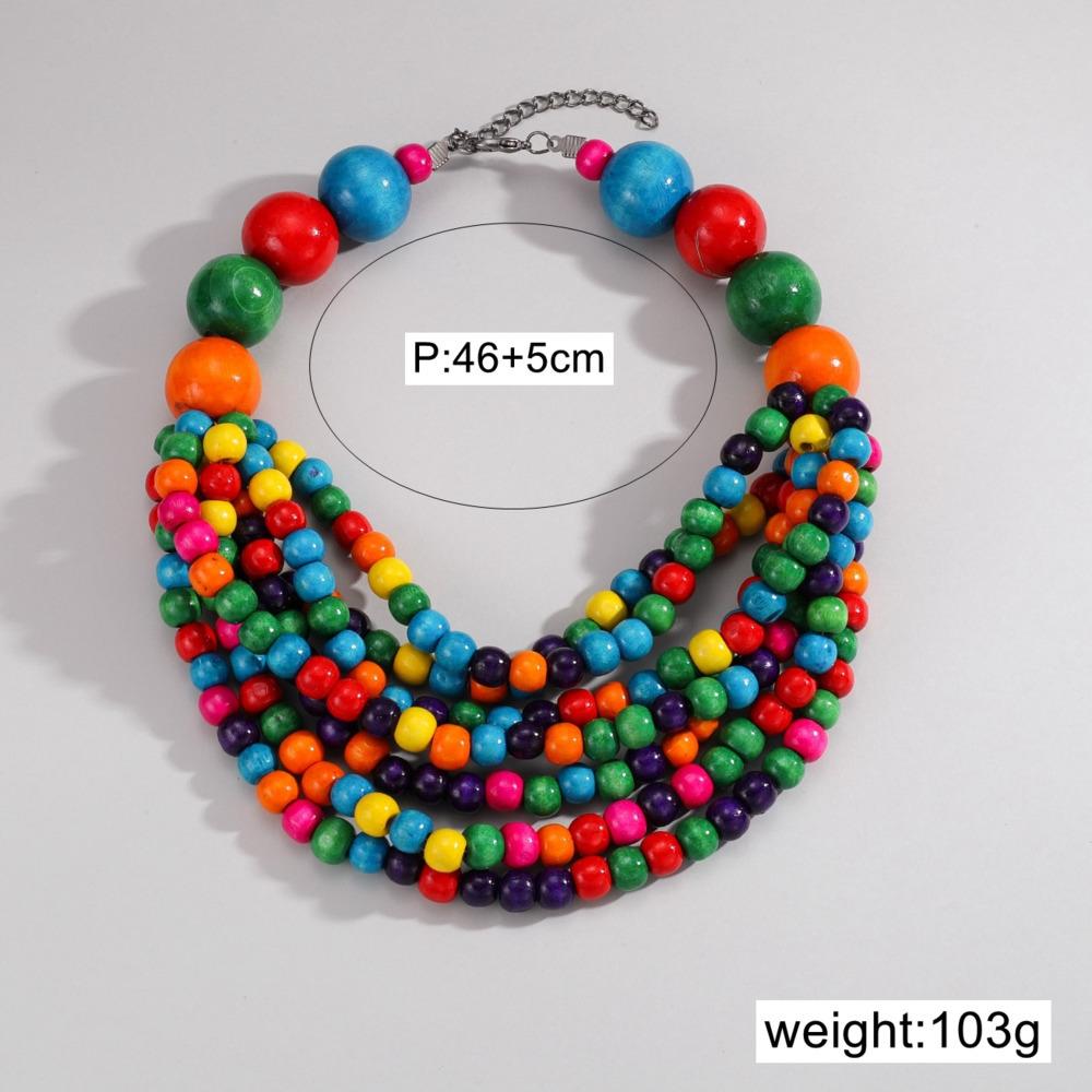 Африканский циркон Тренд 2025 Богемный этнический стиль Многослойное ожерелье ручной работы из деревянных бусин для женщин Аксессуары для вечеринок