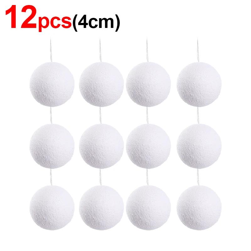 24/6 шт. белых пенопластовых рождественских шаров, подвесная подвеска для елки 4/6/8 см, снежные украшения для новогодней свадебной вечеринки, украшения для дома