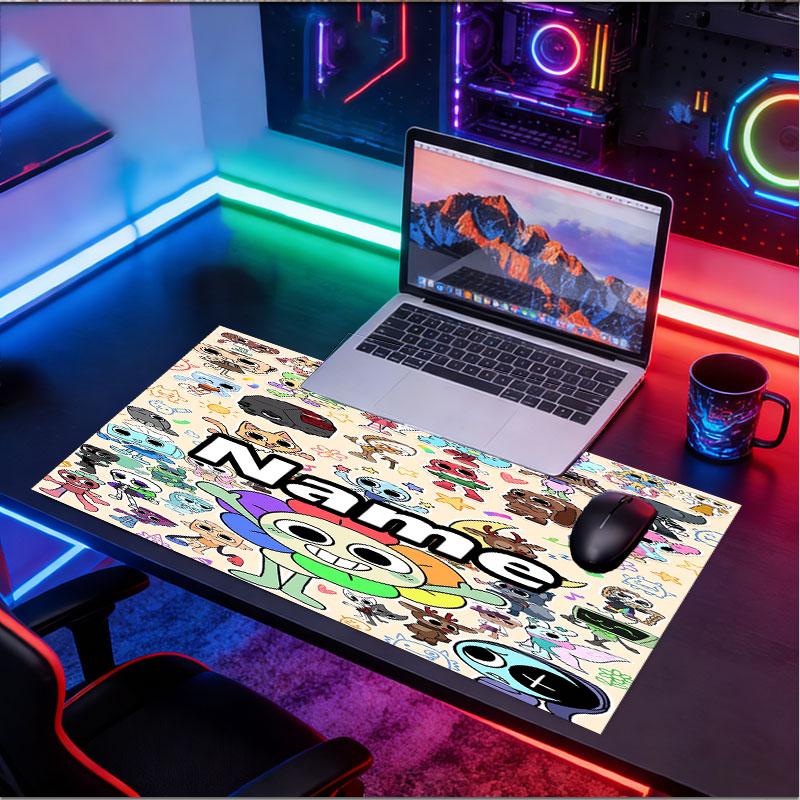 Custom Name Personalized Dandy's World Pattern Mousepad, Laptop PC Desk Mat, Decorative Desk Mat for Home Keyboard Pad Gift