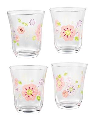 Стакан Toyo Sasaki Glass Decor Line, набор стаканов Flower Pink 230 мл, сделано в Японии, можно мыть в посудомоечной машине, стеклянный стакан, стакан для сока, пивной стакан