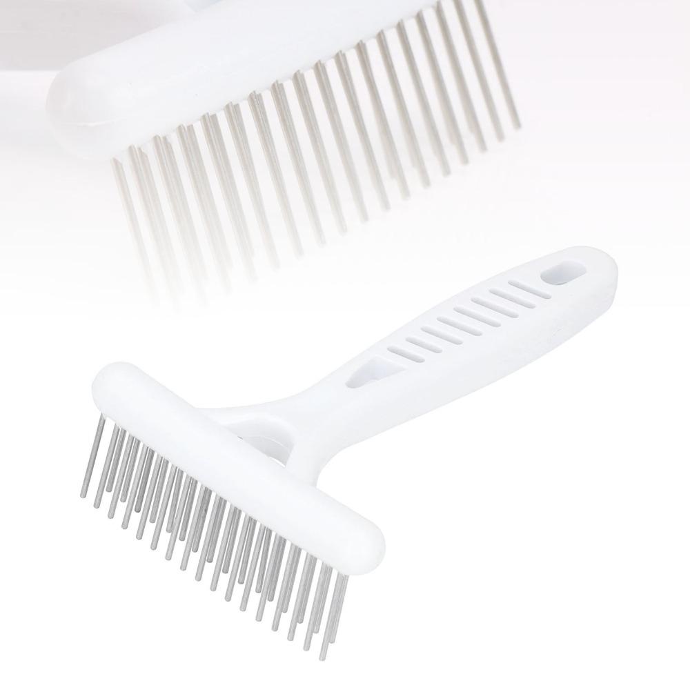 Metal Pins Pet Dematting Rake White Undercoat Rake Double Row Rake Comb Large Breed Dogs
