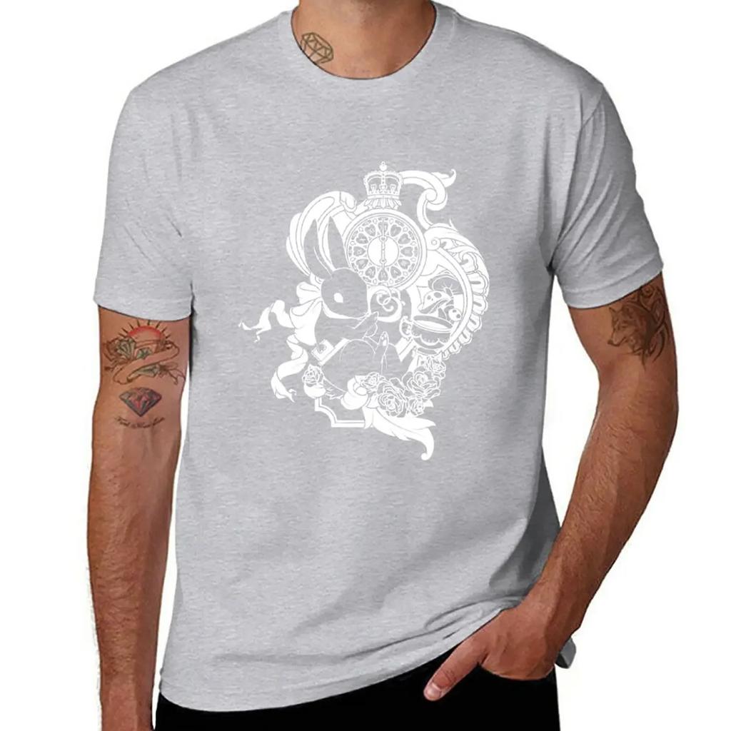 White Rabbit in White T-Shirt plain customs design your own t shirt for men