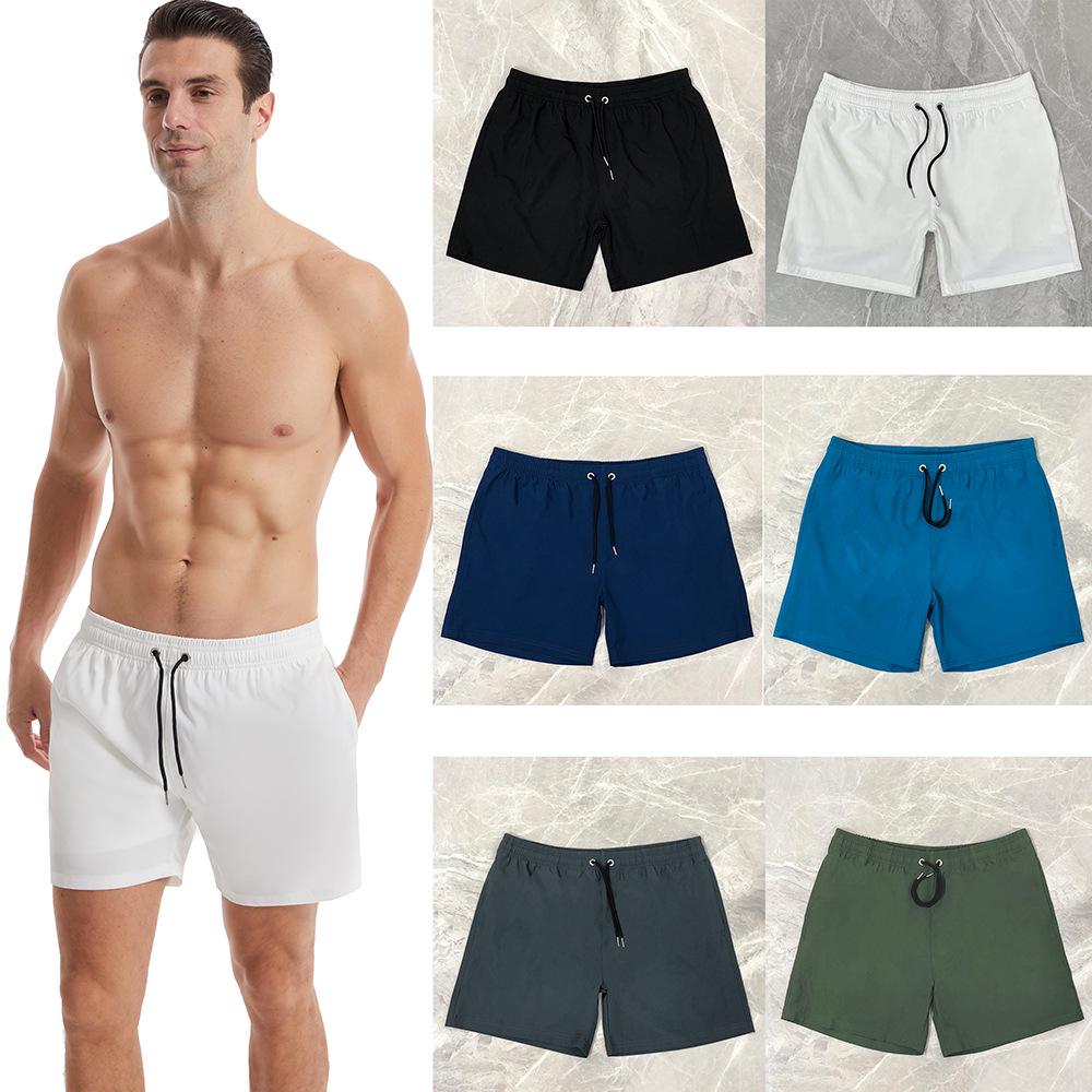 Men's Quick-Dry Stretch Casual Sport Shorts - Solid Color, Summer 2025, Four-Way Stretch, Beach-Ready, Loose Fit