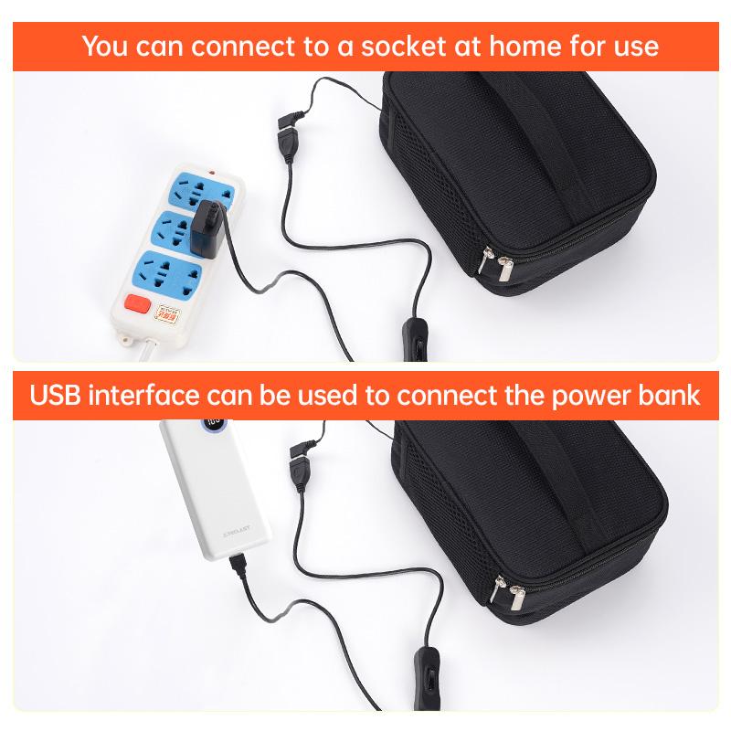 USB Электрическая сумка-ланч с подогревом Нагреватель еды Контейнер Пакет Портативная электрическая сумка-ланч для автомобиля Путешествий Кемпинга на открытом воздухе
