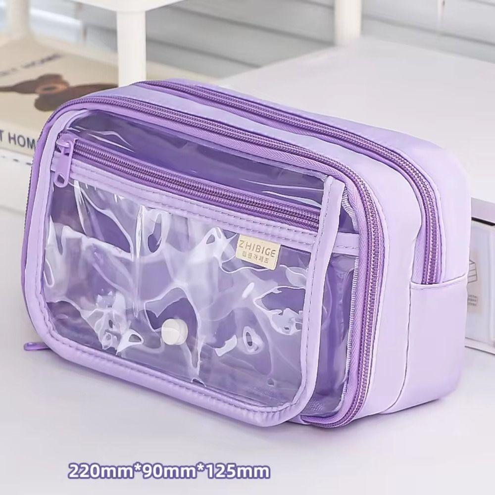 Multi-layer Transparent Pen Bag Large Capacity Stationery Box Transparent Pencil case Students