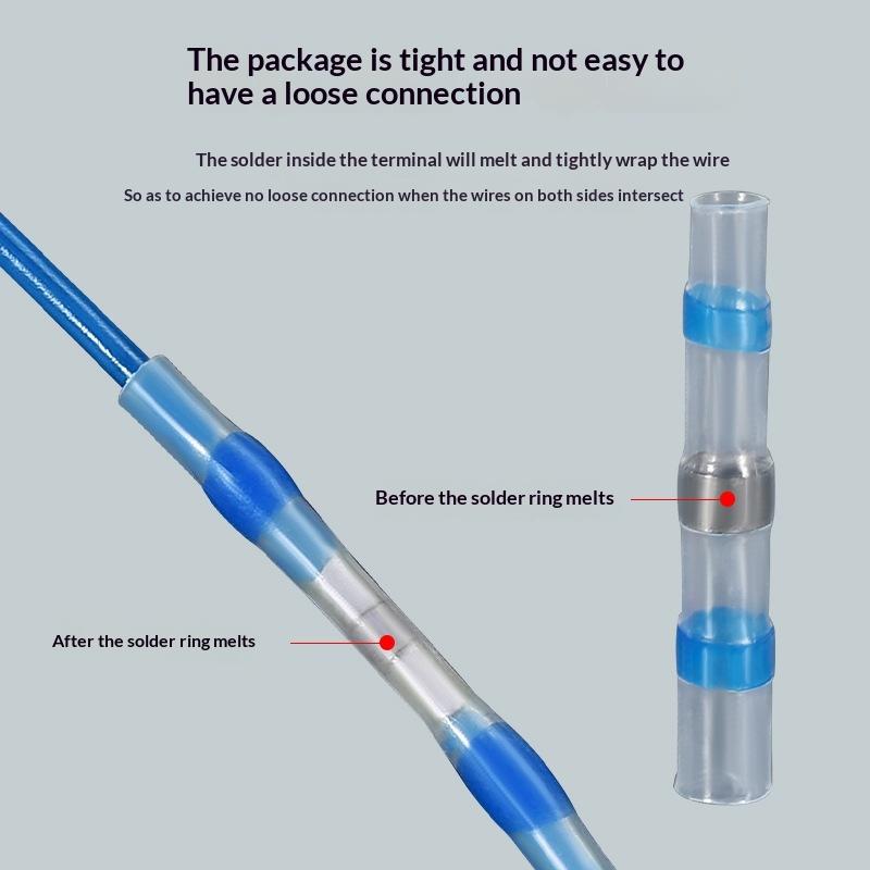 50/70/100Pcs Electric Copper Tape Solder Sleeve Waterproof Solder Seal Tin Ring Heat Shrink Butt Wire Connector Terminal