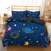 Star Single Double Twin Queen Bedding Set 2/3pcs Night Sky Polyester Bed Cover Kid Duvet Cover Set Dark Blue Galaxy Bedclothes