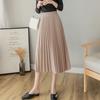 Женская плиссированная юбка, эластичная, высокая талия, однотонная юбка миди, мягкая, дышащая ткань, универсальный стиль, повседневная юбка