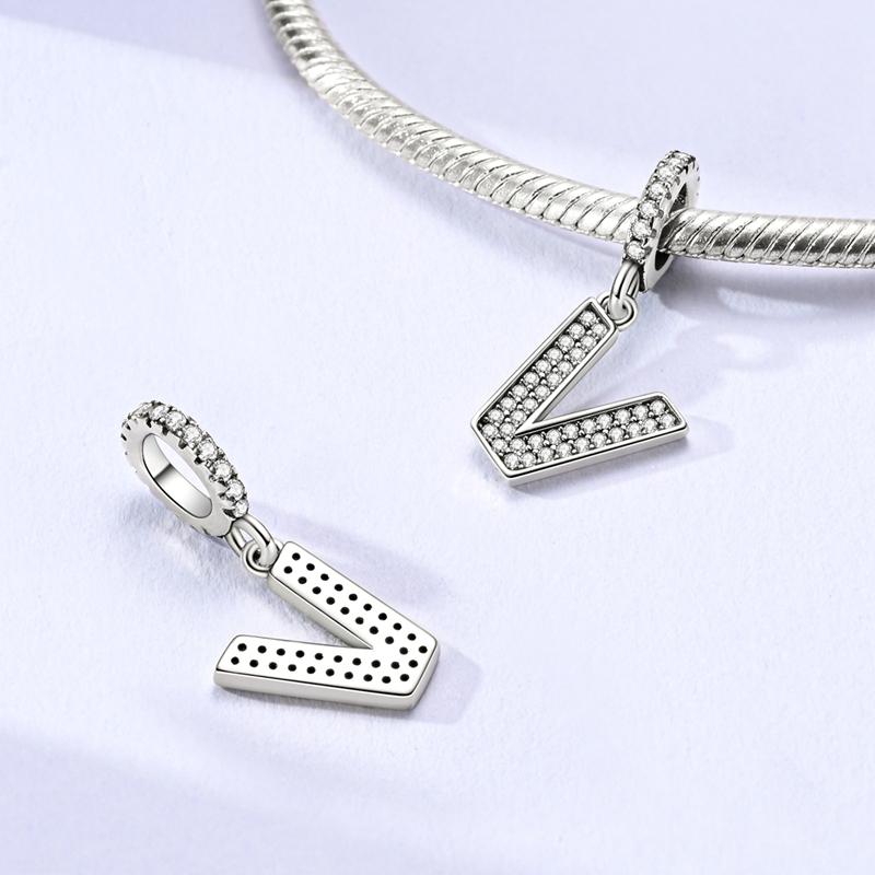 Оригинальные подвески-шармы с буквами алфавита от A до Z, медные, инкрустированные цирконом, подвески с любовными письмами, ювелирное украшение в подарок, подходят для браслета-бенгла