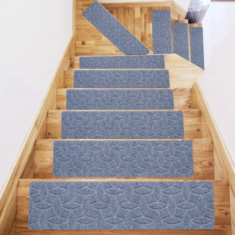 TPR Stair Treads Carpets 76x20cm Brushed Embossed Carpet Indoor Stepping Mat for Kids Elder