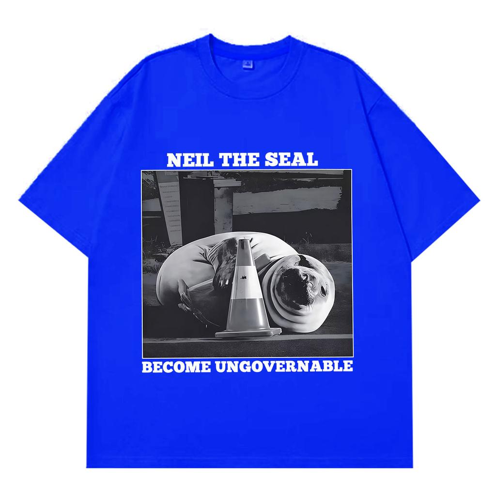 Vintage Neil The Seal Become Ungovernable Print T Shirts Unisex Unisex Fashion Tshirt Summer Harajuku Casual TShirts Streetwear