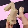 Fashion Eilyken Fashion Roma Style Knitted Platform High Heels Slippers Women Casual Peep Toe Fashion Ladies Shoes Sandals