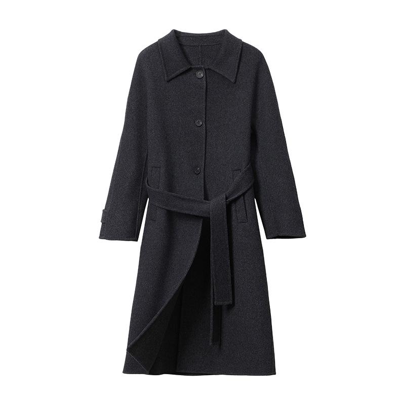 Women's Mid-Length Double-Sided Cashmere Coat - Single-Breasted, Fashionable, Versatile Korean Style, High-End Pure Wool Outerwear for Autumn/Winter.