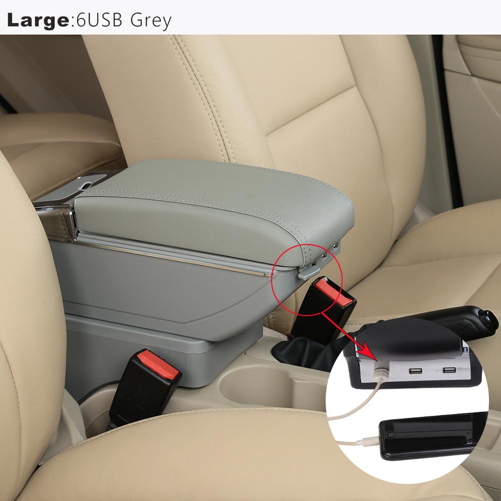 Автомобильный подлокотник, двухслойная передняя центральная консоль, черная кожа с USB-портами для зарядки для Ford Focus 2 Mk2