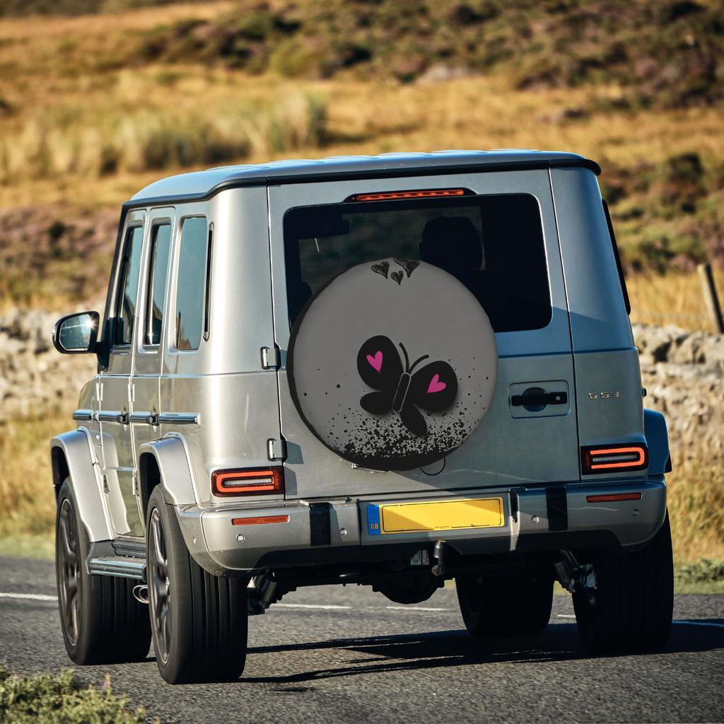 2D Flat 1pc Butterfly Print Car Tire Cover 35.56/38.1/40.64/43.18 Cm, Spare Tire Cover, Essential For Camping Off-Road Outdoor T