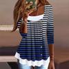 Women's T Shirt Tee Print 3/4 Sleeve Fake Two Pieces Daily Weekend Fashion Basic Regular Top