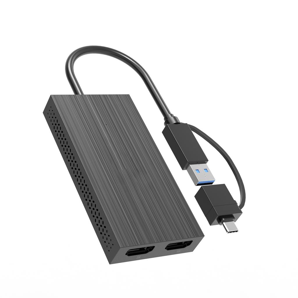 WAVLINK USB to Dual HDMI Compatible Converter 2K 4K 60Hz Type C to HDMI Compatible Splitter for Dual Monitors
