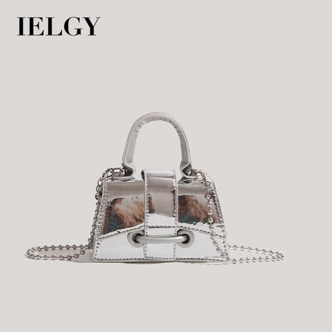 IELGY Женская серебряная цепочка маленькая квадратная сумка, лакированная кожа маленькая квадратная сумка текстура портативная сумка-мессенджер