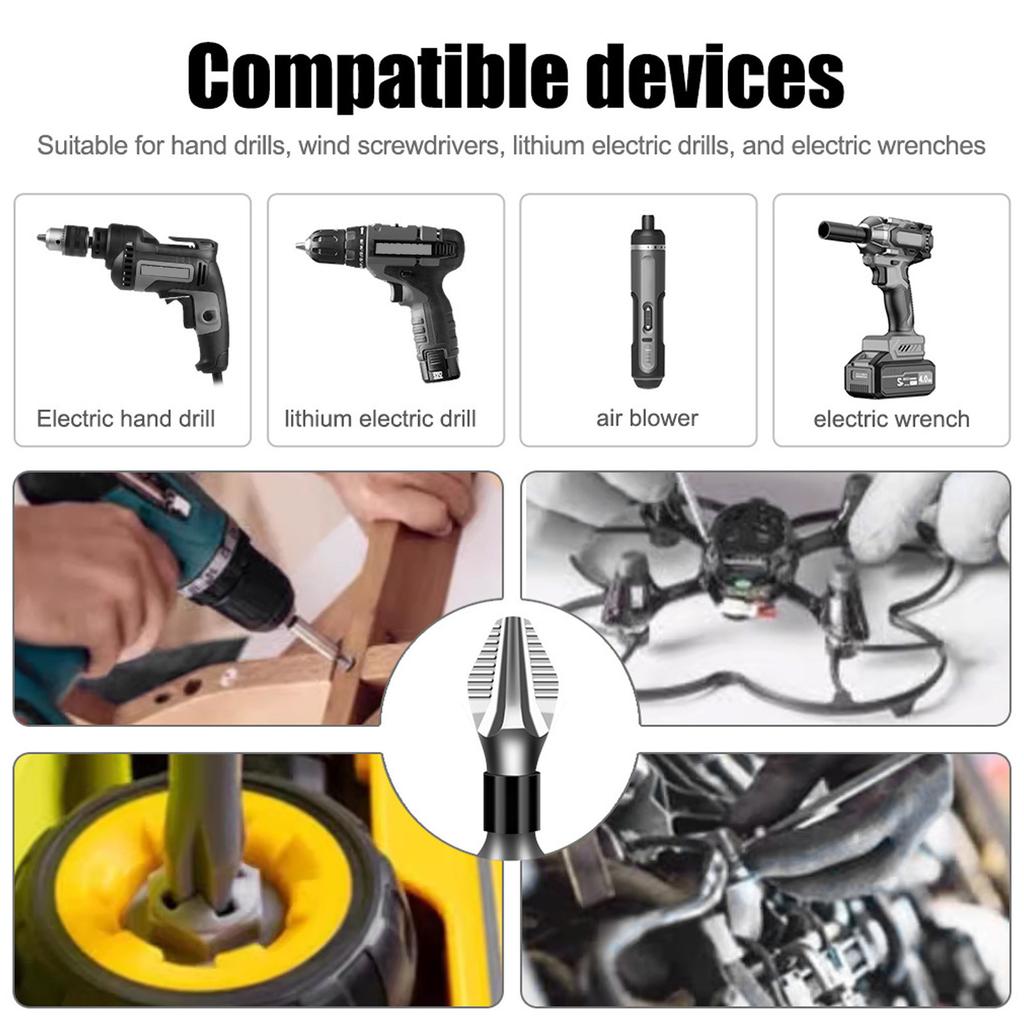 Набор из 6 нескользящих крестовых бит для отверток, набор магнитных ударных бит из легированной стали для домашнего и профессионального использования