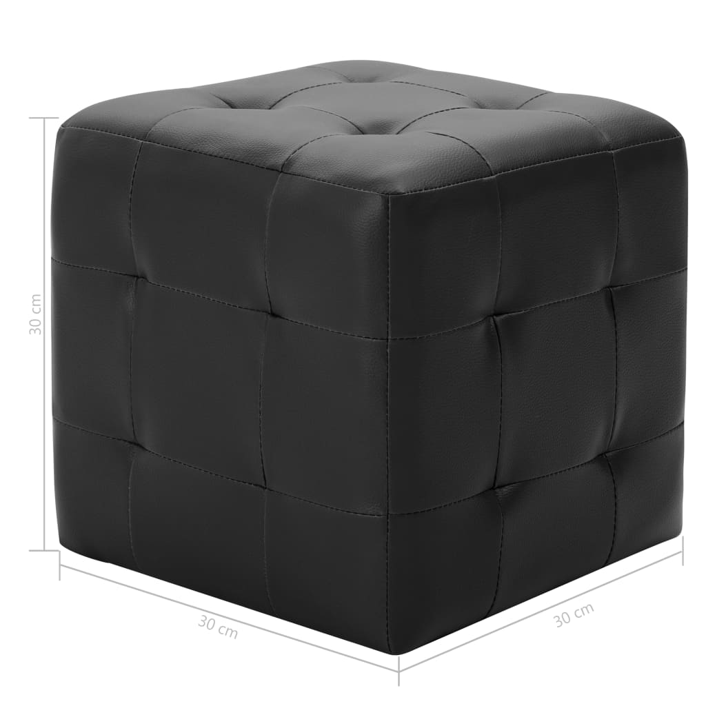 Footstool Set of 2 Black 30 x 30 x 30 cm Faux Leather