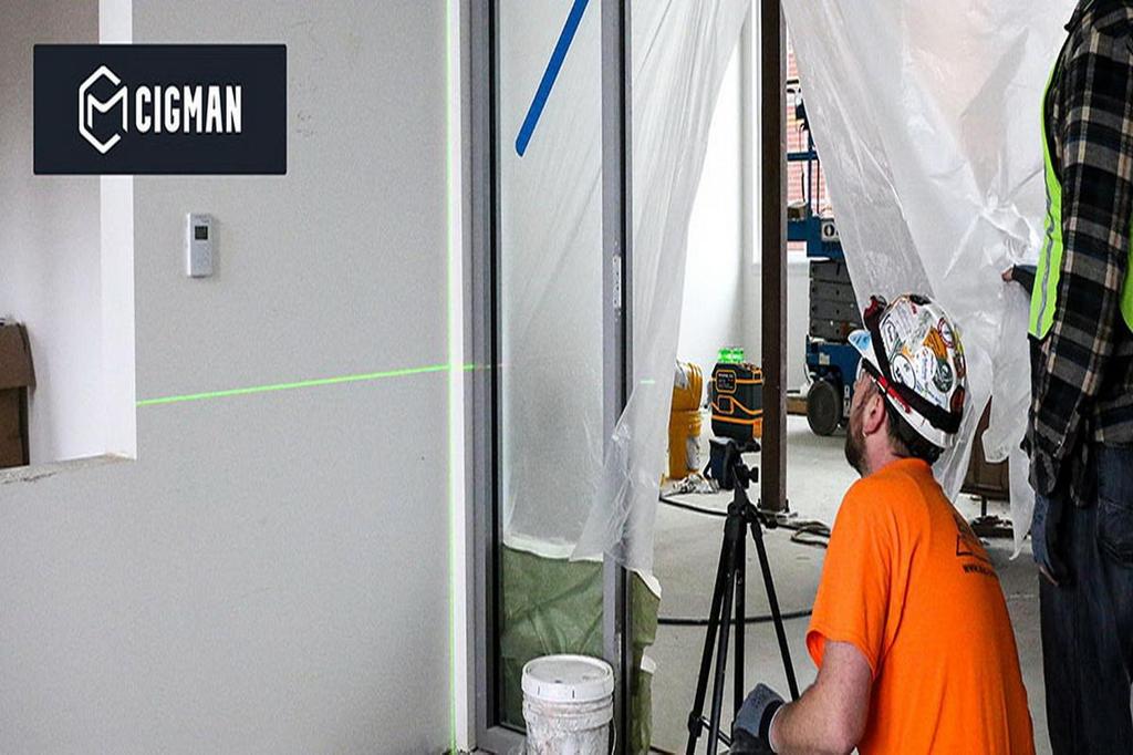 CIGMAN CM-801, 3x360°, самовыравнивающийся лазерный уровень, 3D-зеленая перекрестная линия, IP54, с двумя перезаряжаемыми батареями